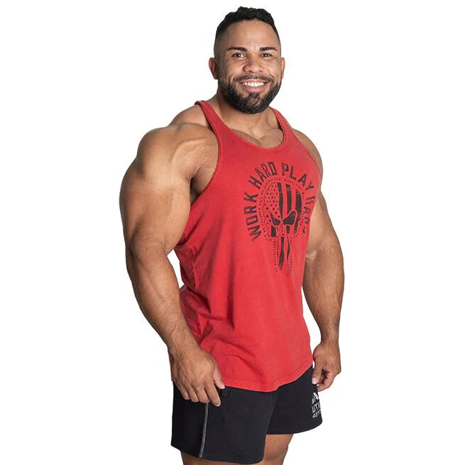 Gasp Skull T-back, Acid Washed, Red