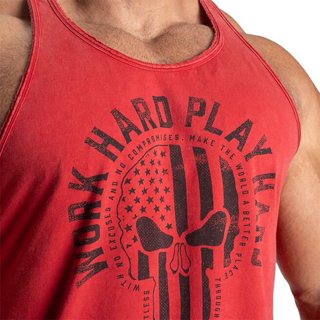 Gasp Skull T-back, Acid Washed, Red