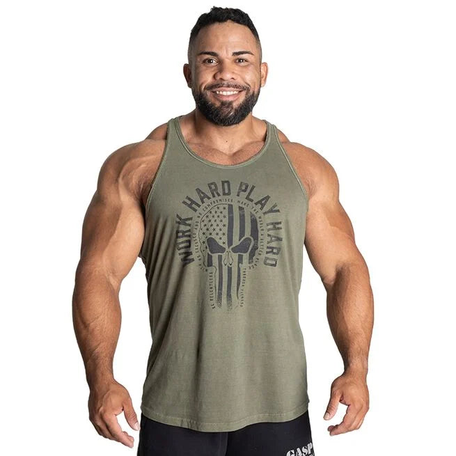 Gasp Skull T-back, Acid Washed, Green