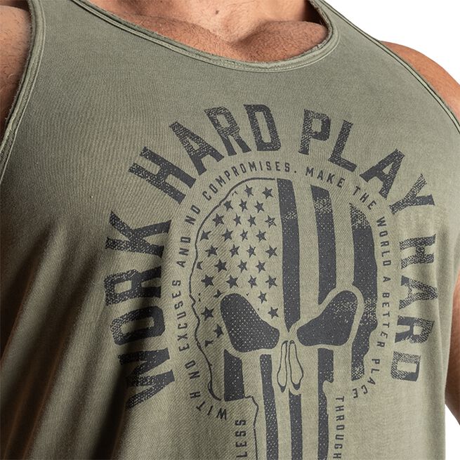 Gasp Skull T-back, Acid Washed, Green