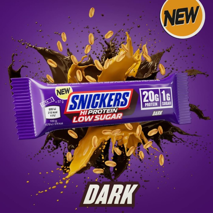 Snickers Dark Low Sugar High Protein Dark Chocolate (12x57g)